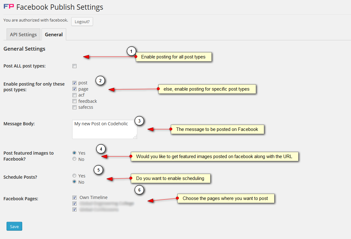 Facebook Publish WordPress Plugin step 6