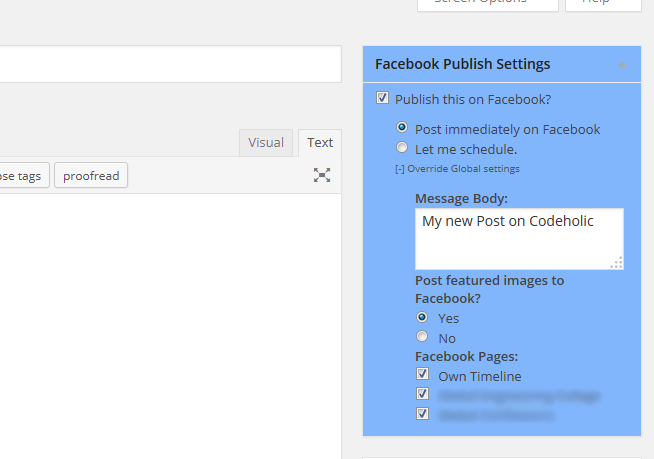 Facebook Publish WordPress Plugin step 8